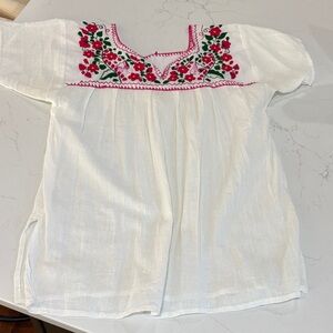 White Embroidered Blouse with Floral Design